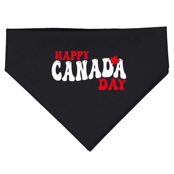 Happy Canada Day Maple Canadian Canada Pride Flag Patriotic USA-Made Doggie Bandana