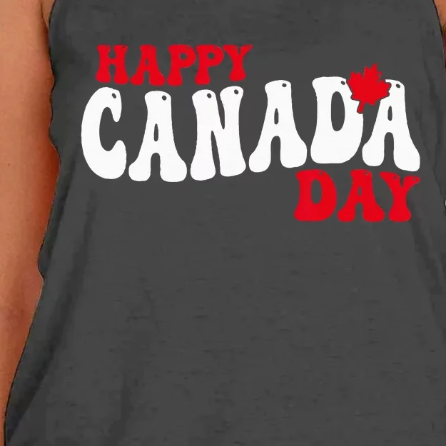 Happy Canada Day Maple Canadian Canada Pride Flag Patriotic Women's Knotted Racerback Tank