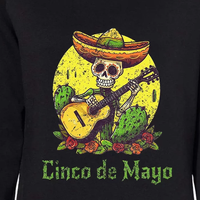 Happy Cinco De Mayo Skeleton Sombrero Guitar Cactus Womens California Wash Sweatshirt