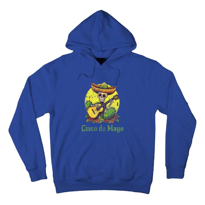 Happy Cinco De Mayo Skeleton Sombrero Guitar Cactus Tall Hoodie