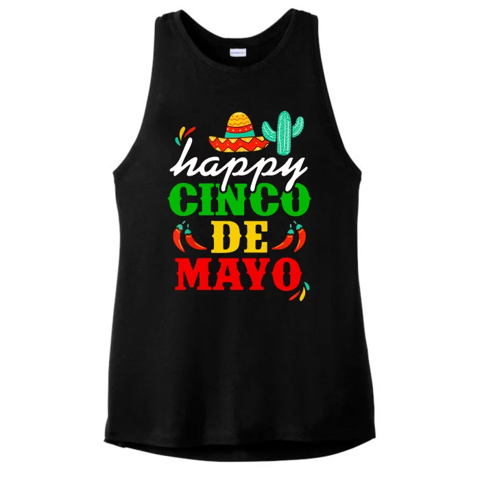 Happy Cinco De Mayo Celebration Ladies Tri-Blend Wicking Tank