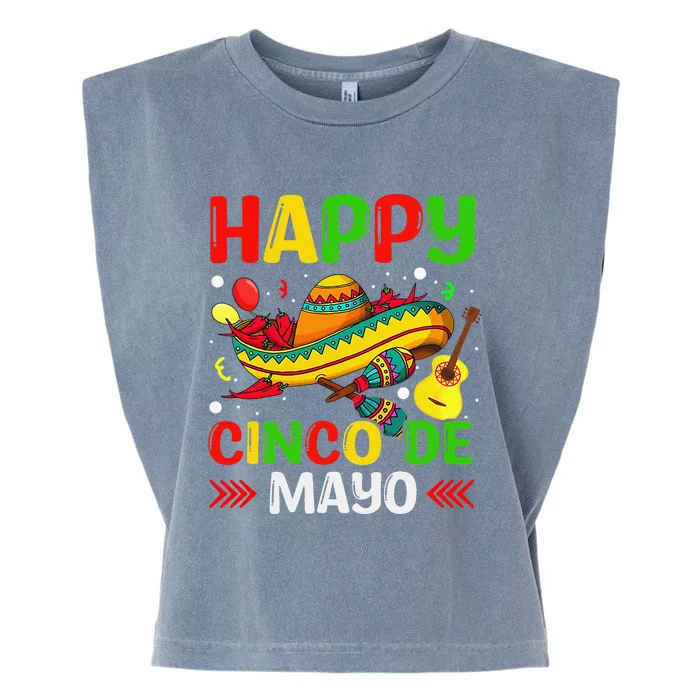 Happy Cinco De Mayo for Mexican Fiesta 5 De Mayo Garment-Dyed Women's Muscle Tee