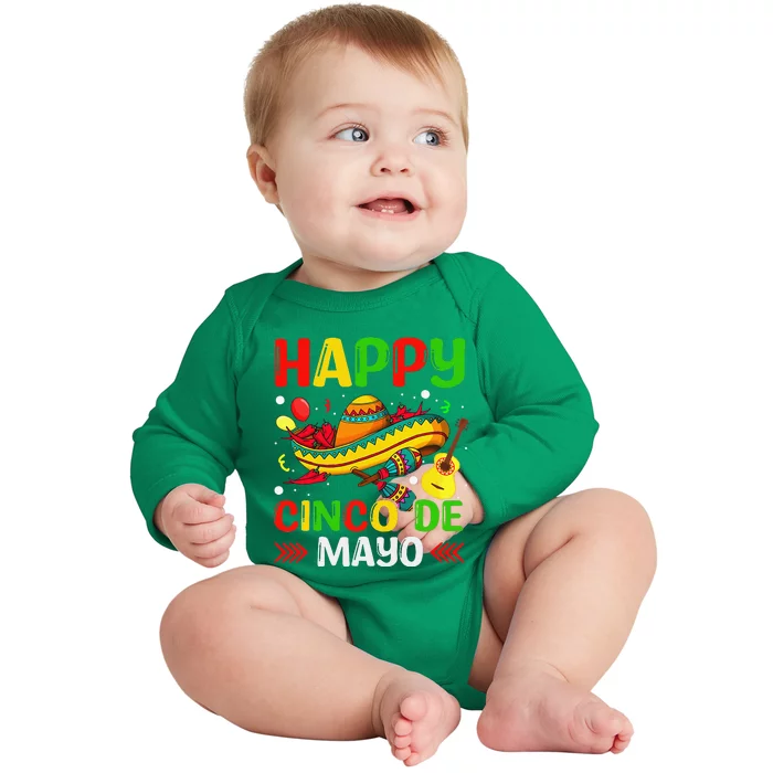 Happy Cinco De Mayo for Mexican Fiesta 5 De Mayo Baby Long Sleeve Bodysuit