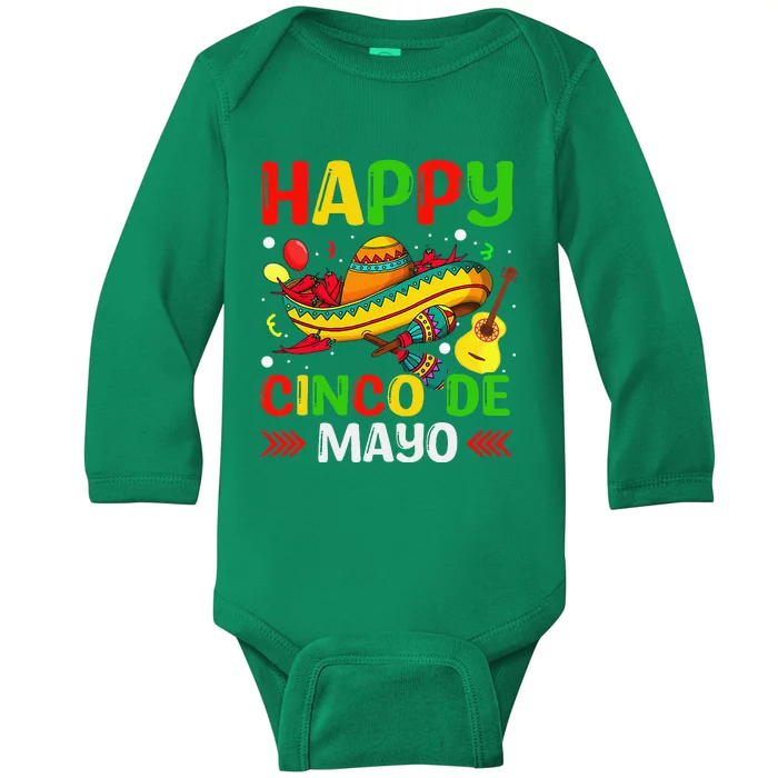 Happy Cinco De Mayo for Mexican Fiesta 5 De Mayo Baby Long Sleeve Bodysuit