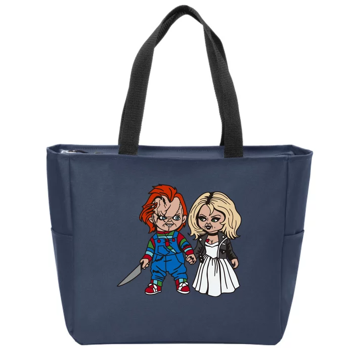 Horror Character Doll And Tiffany Halloween Matching Couple Zip Tote Bag