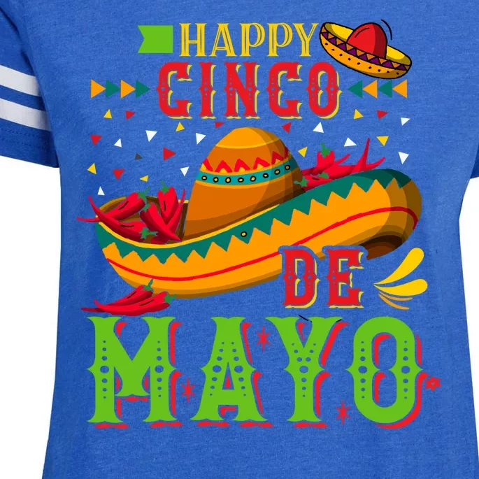 Happy Cinco De Mayo Enza Ladies Jersey Football T-Shirt