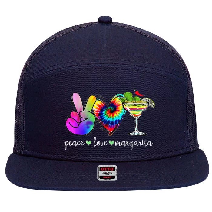 Happy Cinco De Mayo Peace Love Margarita Tie Dye Mexican 7 Panel Mesh Trucker Snapback Hat