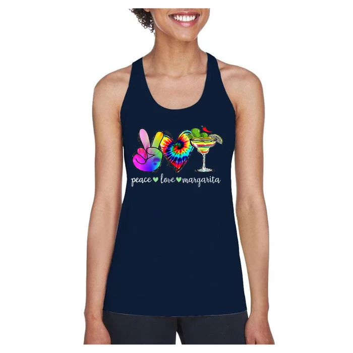 Happy Cinco De Mayo Peace Love Margarita Tie Dye Mexican Women's Racerback Tank