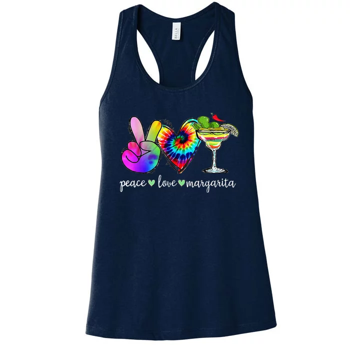 Happy Cinco De Mayo Peace Love Margarita Tie Dye Mexican Women's Racerback Tank