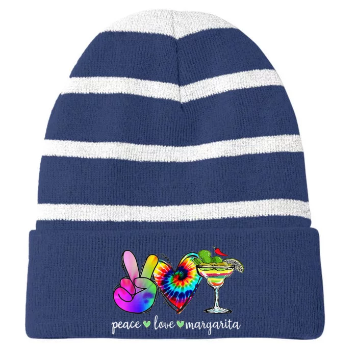 Happy Cinco De Mayo Peace Love Margarita Tie Dye Mexican Striped Beanie with Solid Band