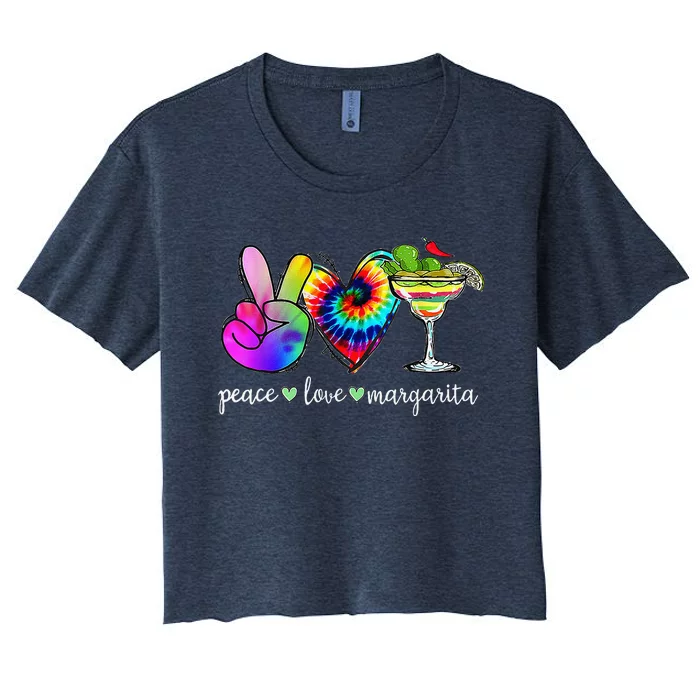 Happy Cinco De Mayo Peace Love Margarita Tie Dye Mexican Women's Crop Top Tee