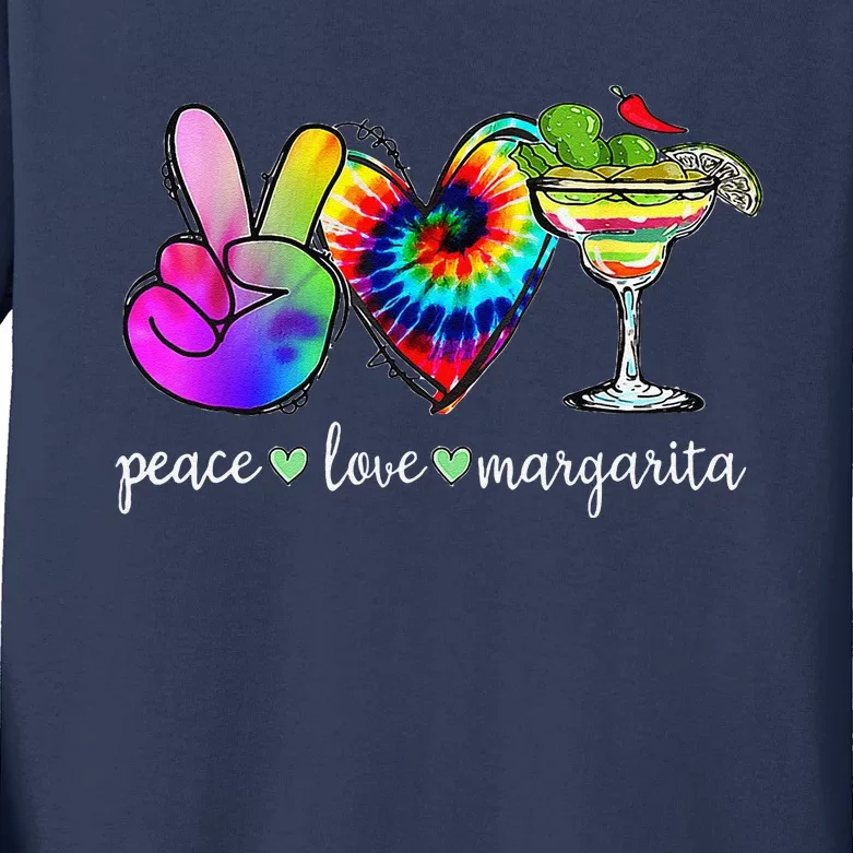 Happy Cinco De Mayo Peace Love Margarita Tie Dye Mexican Kids Long Sleeve Shirt