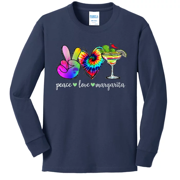 Happy Cinco De Mayo Peace Love Margarita Tie Dye Mexican Kids Long Sleeve Shirt