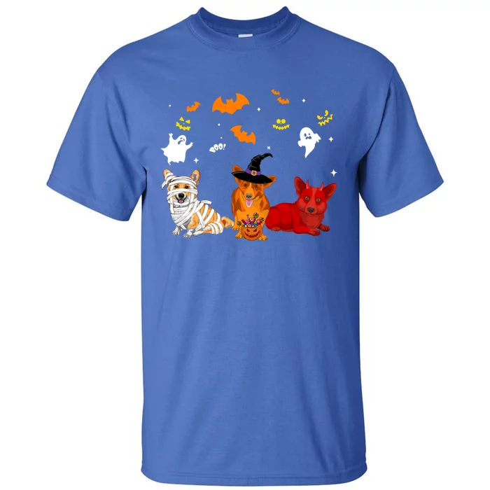 Halloween Corgi Dogs Lovers Mummy Witch Demon Costumes Cute Gift Tall T-Shirt