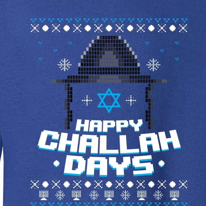 Happy Challah Days Jewish Hanukkah Ugly Christmas Sweater Gift Toddler Sweatshirt