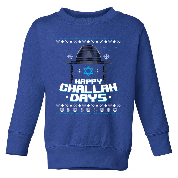 Happy Challah Days Jewish Hanukkah Ugly Christmas Sweater Gift Toddler Sweatshirt