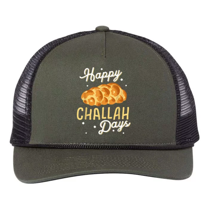 Happy Challah Days Hanukkah Chanukah Funny Jewish Bread Retro Rope Trucker Hat Cap