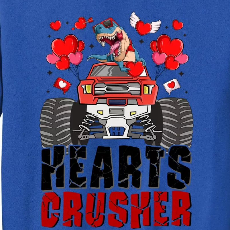 Hearts Crusher Dinosaur Monster Truck Valentine's T Rex Cool Gift Tall Sweatshirt