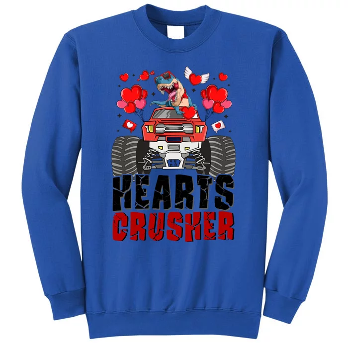 Hearts Crusher Dinosaur Monster Truck Valentine's T Rex Cool Gift Tall Sweatshirt