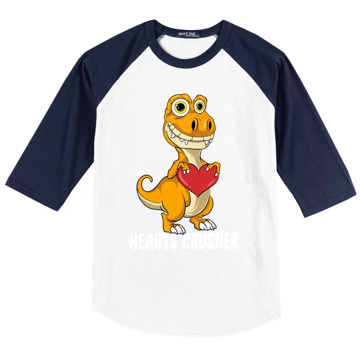 Hearts Crusher Dinosaur T Rex Love Valentines Day Lovesaurus Gift Baseball Sleeve Shirt