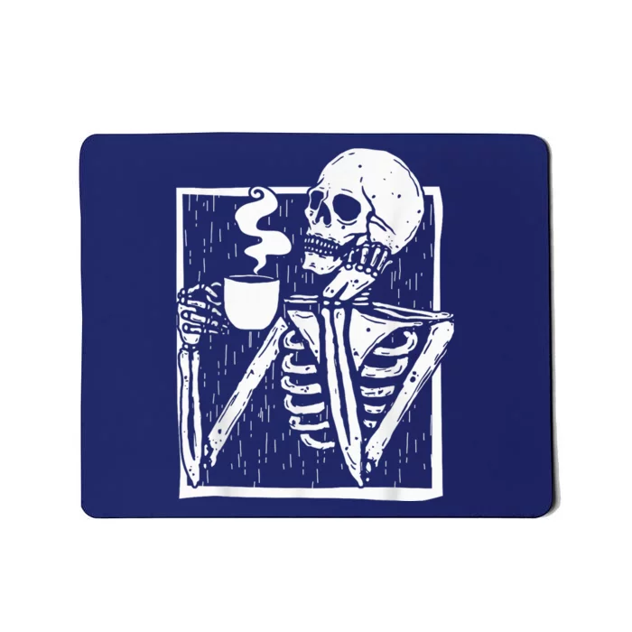 Halloween coffee drinking skeleton skull Mousepad