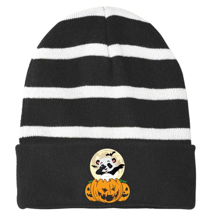 Halloween Cute Dabbing Panda Dab Dance Striped Beanie with Solid Band