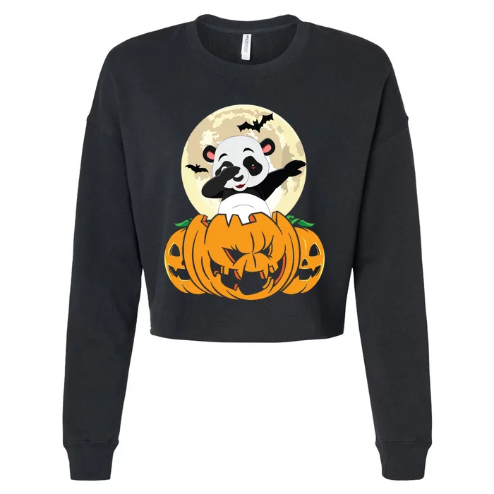 Halloween Cute Dabbing Panda Dab Dance Cropped Pullover Crew