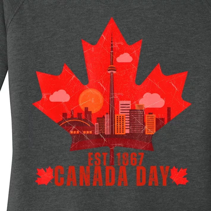 Happy Canada Day Cool Design Canada Maple For Women Men Kids Women's Perfect Tri Tunic Long Sleeve Shirt