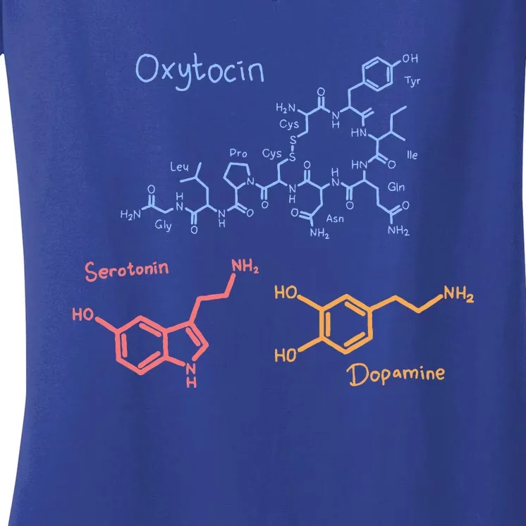 Happiness Chemicals Dopamine Oxytocin Serotonin Women's V-Neck T-Shirt