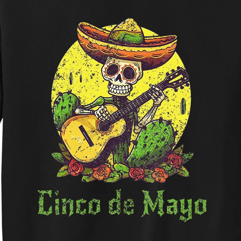 Happy Cinco De Mayo Skeleton Skull Sombrero Guitar Cactus Sweatshirt