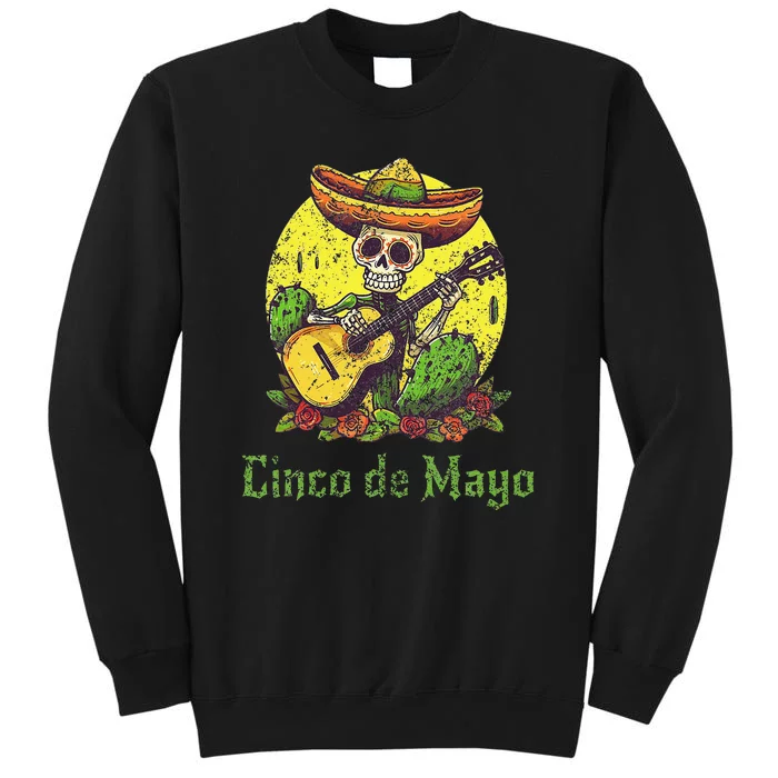 Happy Cinco De Mayo Skeleton Skull Sombrero Guitar Cactus Sweatshirt