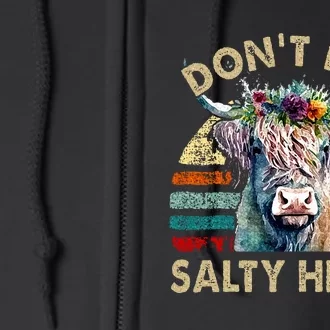 Highland Cow Dont Be Salty Heifer Full Zip Hoodie