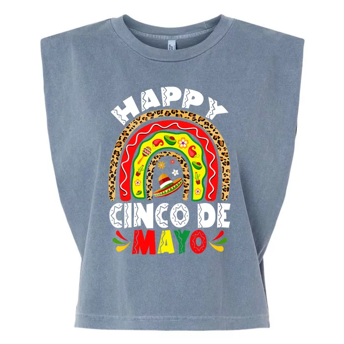 Happy Cinco De Mayo Rainbow Mexican Fiesta Garment-Dyed Women's Muscle Tee