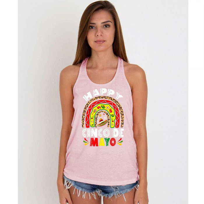 Happy Cinco De Mayo Rainbow Mexican Fiesta Women's Knotted Racerback Tank