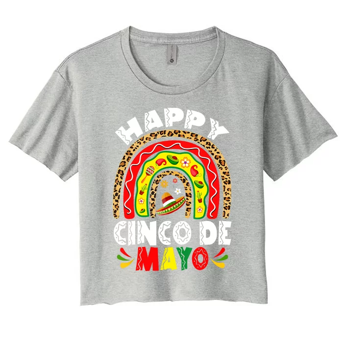 Happy Cinco De Mayo Rainbow Mexican Fiesta Women's Crop Top Tee