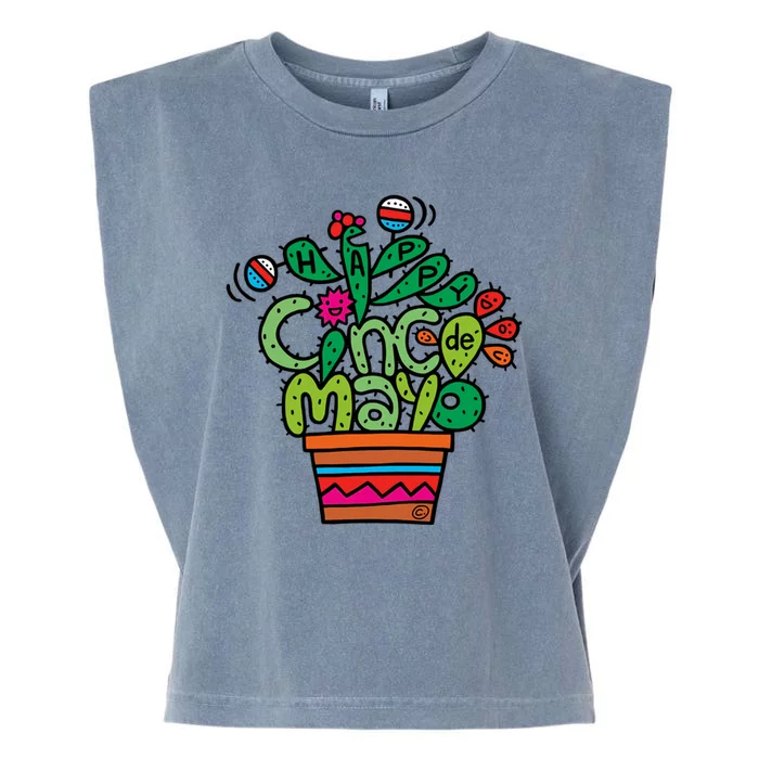 Happy Cinco De Mayo Cactus Garment-Dyed Women's Muscle Tee