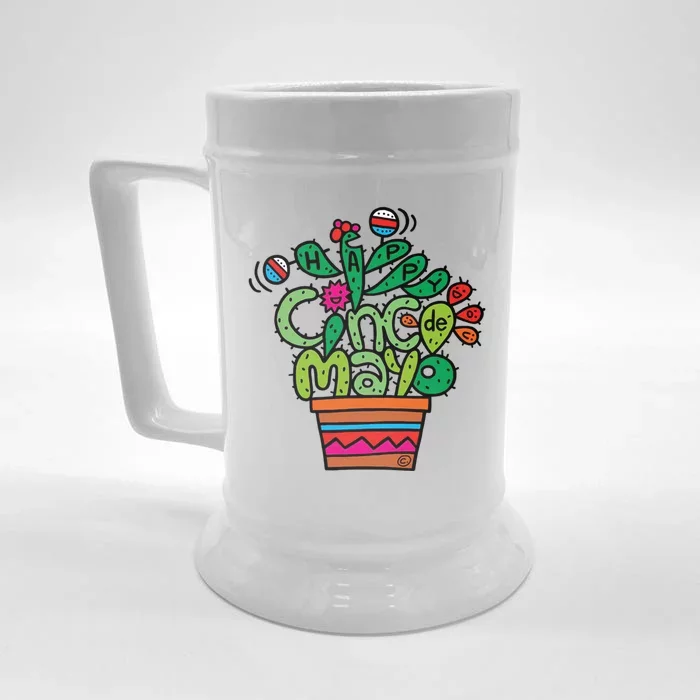 Happy Cinco De Mayo Cactus Front & Back Beer Stein