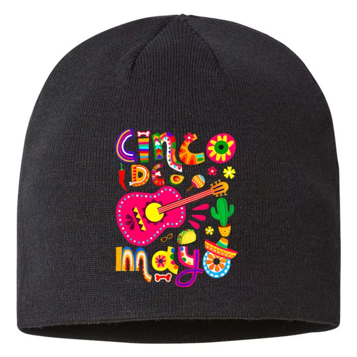 Happy Cinco De Mayo Mexican Fiesta 5 De Mayo 8 1/2in Sustainable Knit Beanie