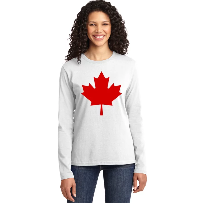 Happy Canada Day Canada Flag Ladies Long Sleeve Shirt