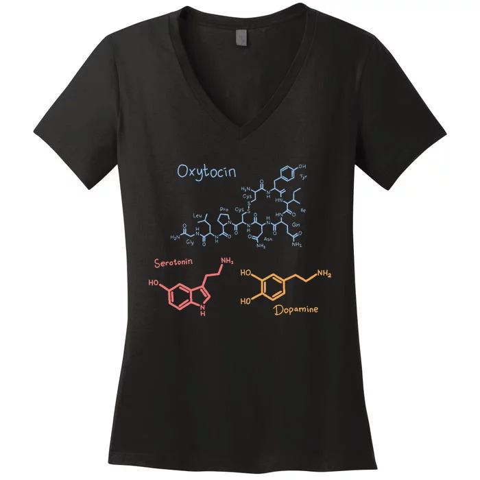 Happiness Chemicals Dopamine Oxytocin Serotonin Women's V-Neck T-Shirt