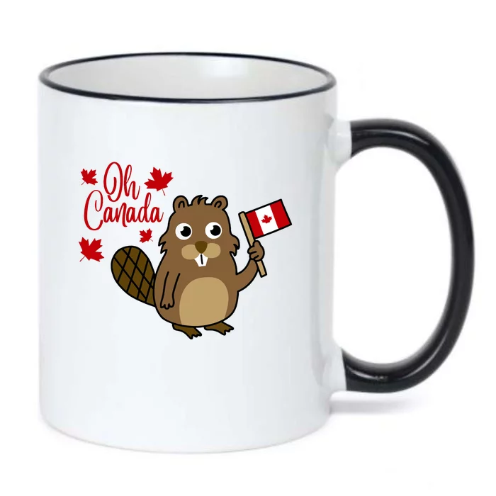 Happy Canada Day Funny Canadian Groundhog Flag Black Color Changing Mug