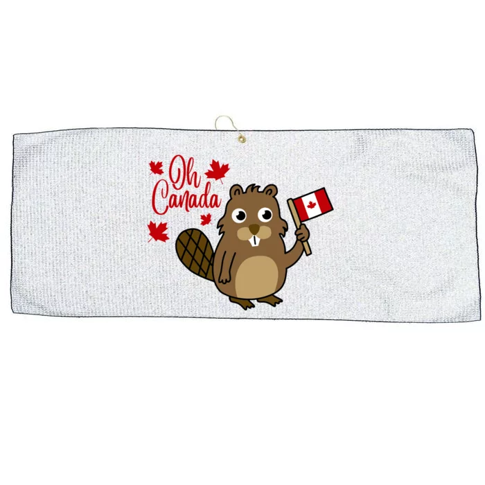 Happy Canada Day Funny Canadian Groundhog Flag Large Microfiber Waffle Golf Towel