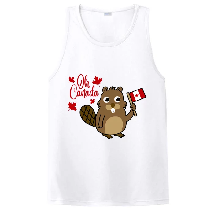 Happy Canada Day Funny Canadian Groundhog Flag Performance Tank