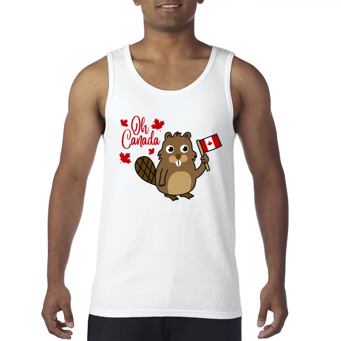 Happy Canada Day Funny Canadian Groundhog Flag Tank Top