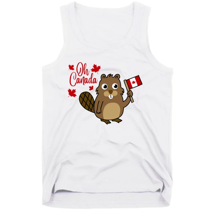 Happy Canada Day Funny Canadian Groundhog Flag Tank Top