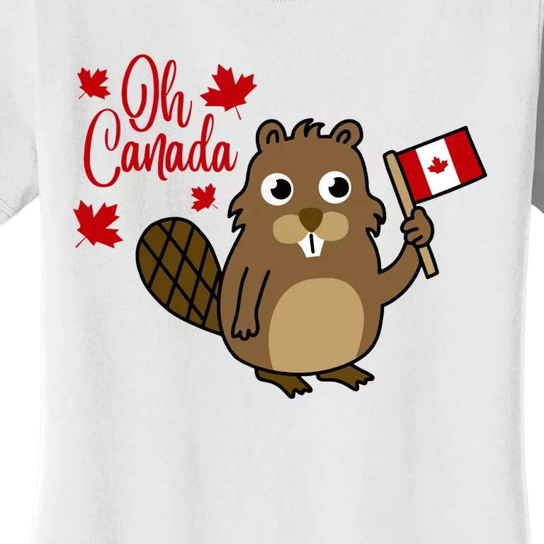 Happy Canada Day Funny Canadian Groundhog Flag Women's T-Shirt