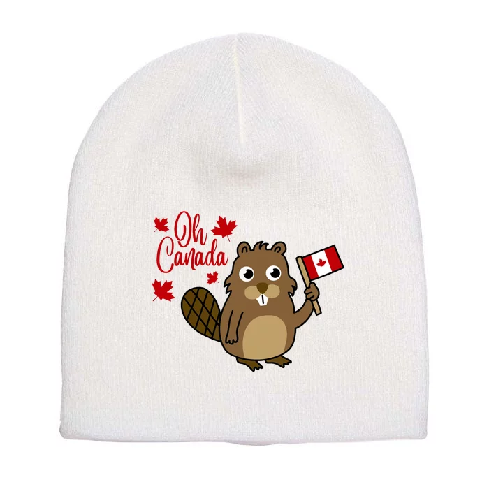 Happy Canada Day Funny Canadian Groundhog Flag Short Acrylic Beanie