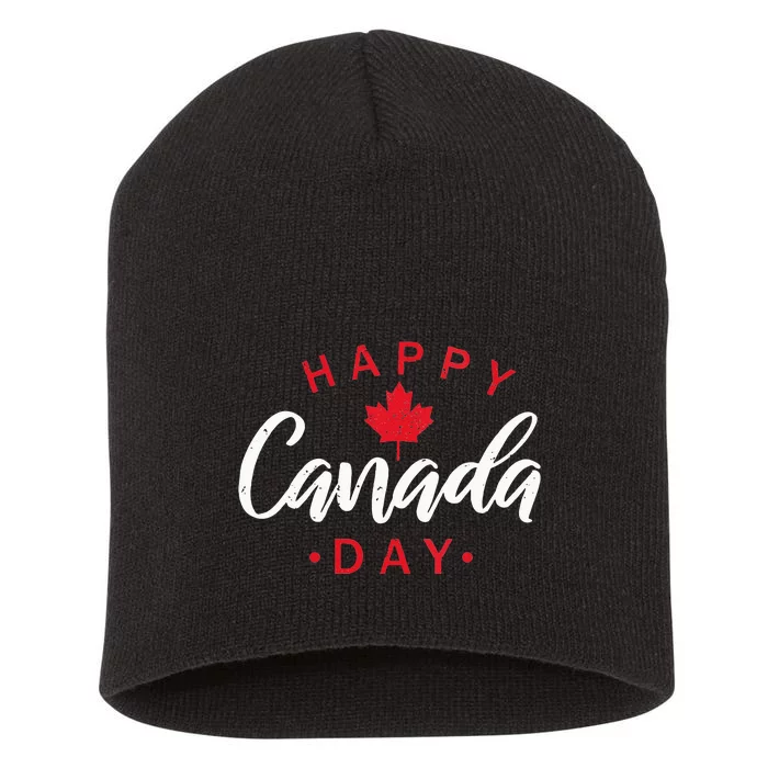 Happy Canada Day Funny Maple Leaf Canadian Flag Kids Short Acrylic Beanie