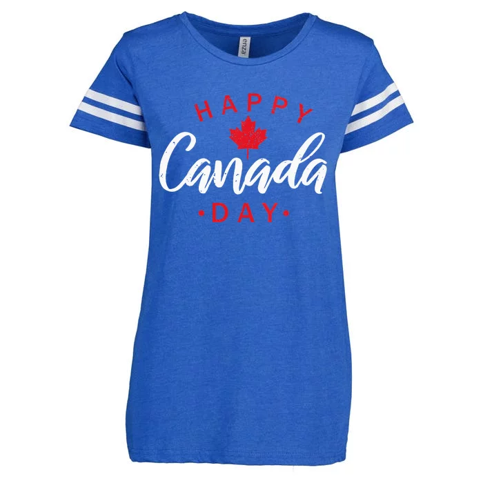 Happy Canada Day Funny Maple Leaf Canadian Flag Kids Enza Ladies Jersey Football T-Shirt