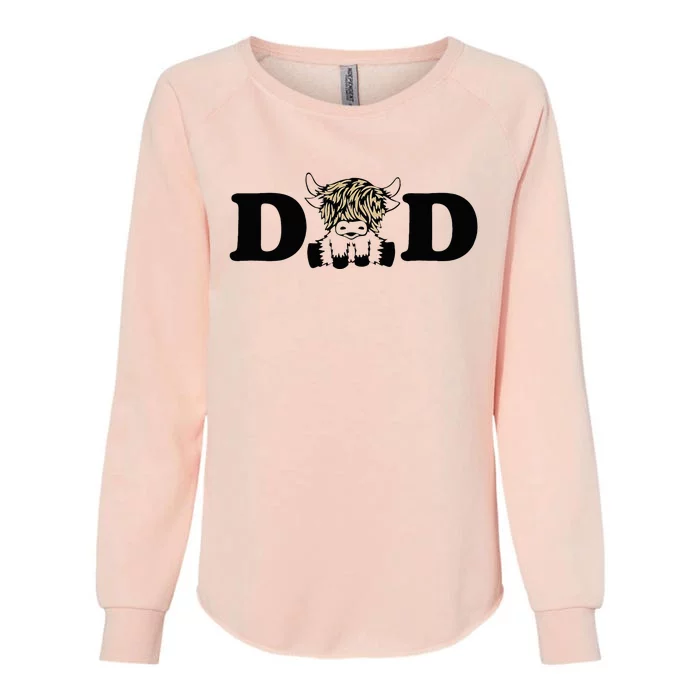 Highland Cow Dad Womens California Wash Sweatshirt